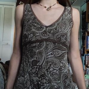 LORELAI GILMORE 2000S OLD NAVY BROWN PAISLEY DRESS ABOVE THE KNEE